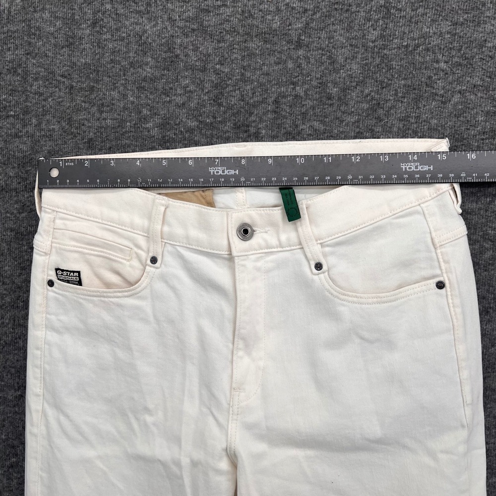 G-Star Raw Noxer Straight Jeans Mens Off White Ecru Frayed Hem Pants 6-Pocket - Picture 12 of 15
